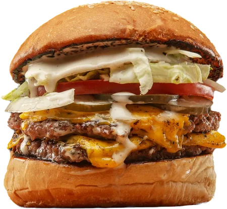 Hamburguesa doble con lechuga, tomate y salsa blanca